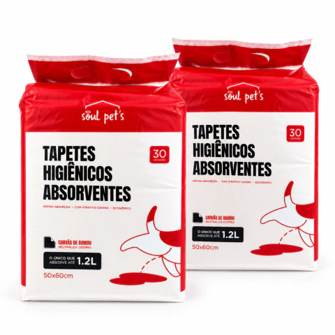 Kit 2 Tapetes Higiênicos 50x60cm Carvão - Ultra Absorvente