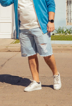 ART-2819 BERMUDA DE JEAN CON ROTURA - tienda online