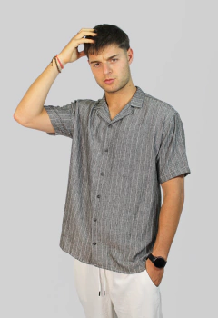 ART - 7837 CAMISA MANGAS CORTAS DE LINO CON LINEAS - terraoficial