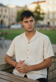 ART - 7837 CAMISA MANGAS CORTAS DE LINO CON LINEAS - tienda online