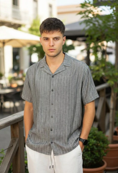 ART - 7837 CAMISA M.CORTA STRIPE LINEN - terraoficial