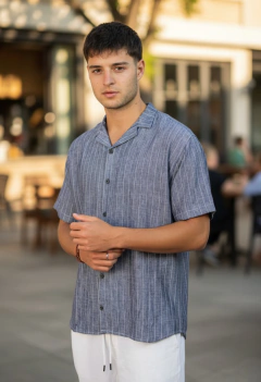 ART - 7837 CAMISA M.CORTA STRIPE LINEN - comprar online