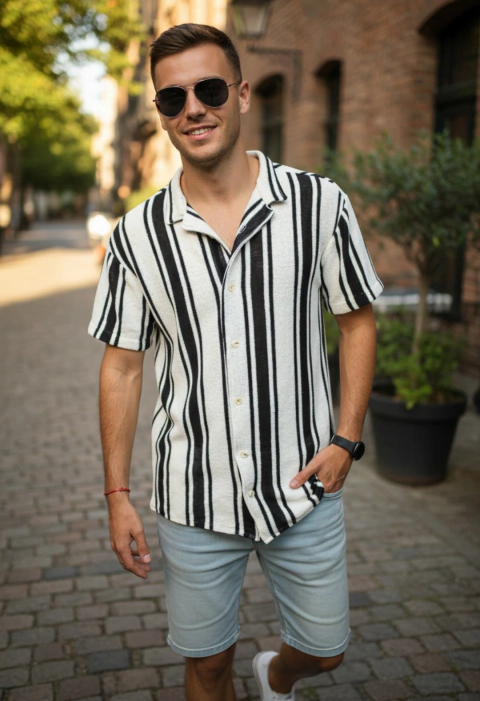 ART 7836 CAMISA TEJIDA RAYADA TRAMADA