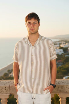 ART 7834 CAMISA DE LINO RAYADA M/C