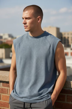 ART-8012 REMERA SIN MANGAS PRELAVADA - tienda online