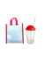 Bolsita Souvenir pvc Glitter + Vaso 300cc c/tapa y sorbete Lisos x1u - tienda online