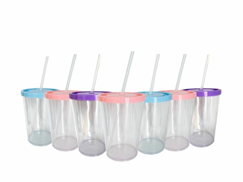 Vaso de 300cc con Tapa y Sorbete Reutilizable PACK X10 - comprar online