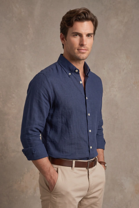Camisa Lino Marino
