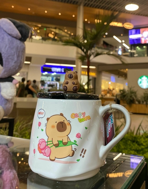 vaso capibara flores