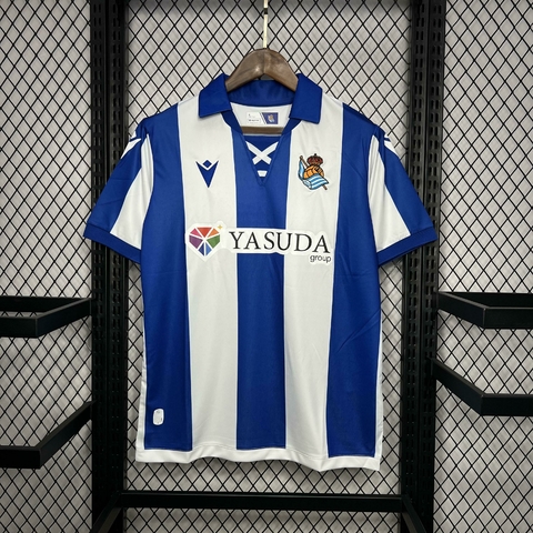 Camisa Real Sociedad Home 24/25 - Torcedor Masculino - Branco+Azul