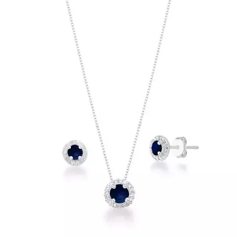 Conjunto circulo cravejado azul