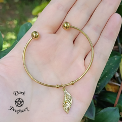 Pulseira Folha Dourada - Aço Inoxidável - comprar online