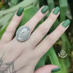 Anel com Cristal Natural - Aço Inoxidável