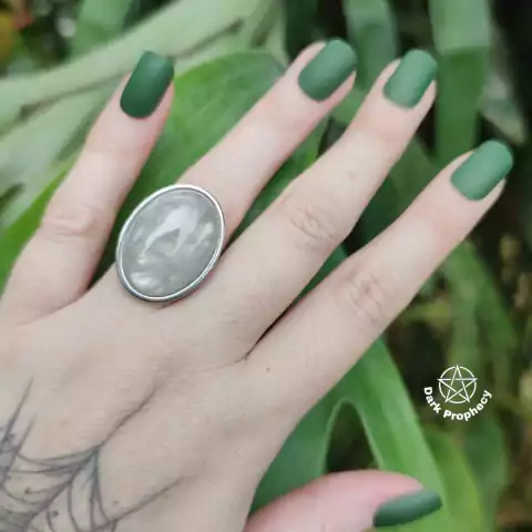 Anel com Cristal Natural - Aço Inoxidável