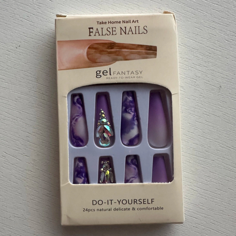 Unhas Postiças Roxo com Pedras Furtacor