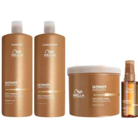 Wella Ultimate Smooth Shampoo Acondicionador Mascara Serum
