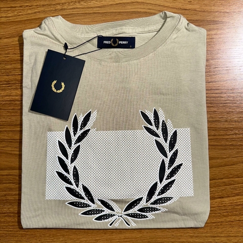 Camiseta Fred Perry Bege Ref04 Importada