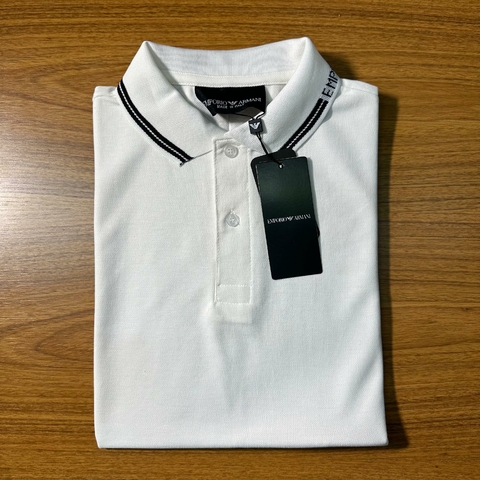 Camisa Polo AX Branco Ref02 Piquet C/ Elastano