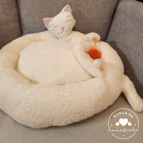 Moisés gato peluche blanco 60 cm- Gato recostado