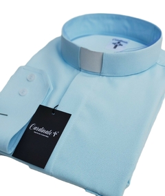 Camisa Sacerdotal - Color Azul Cielo - Seda Lisa - (c23_seda)