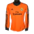 Camisa laranja de manga longa do Real Madrid, modelo retro da temporada 2013/2014 da Adidas, com detalhes da UEFA Champions League.