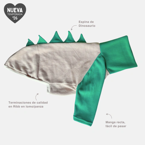 Polera Para Galgo PREMIUM - Modelo DINO Polar intermedio Beige y Verde (Diseño nuevo, renovado!)