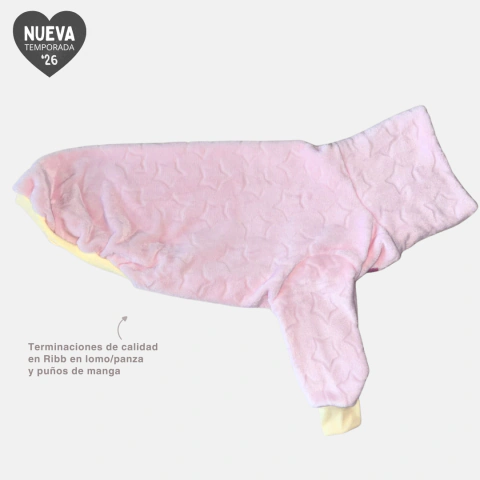 Polera Para Galgo - Invierno - Modelo Rosa Relieve Estrellas Soft (Con mangas y puño) - 2026