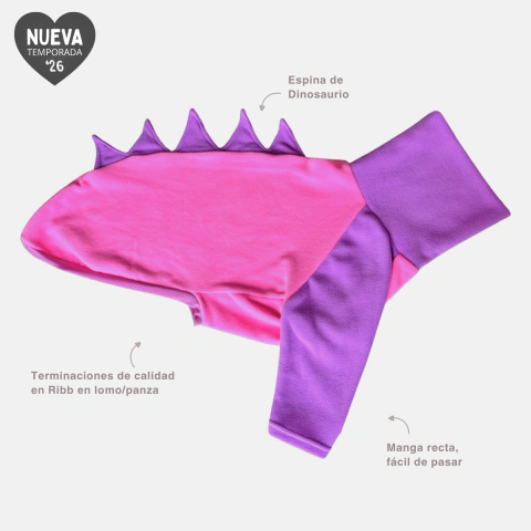 Polera Para Galgo PREMIUM - Modelo DINO Polar intermedio Fucsia y Púrpura (Diseño nuevo, renovado!)
