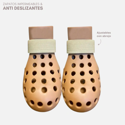 x2 (Par) Zapatos tipo CROC de goma con abrojo - Impermeables - Color: Beige