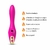 vibrador rosa com estimulador de ponto g e clitóris sendo demonstrado com um buraco, e ao lado direito tem a descrição do produto.