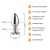 Plug anal em alumínio com LED, controle remoto e 12 modos de vibração, formato cônico e base em formato de coração.