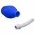 Ducha anal higiênica com aplicador de 310ml, composta por um recipiente azul e um bico branco.