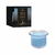 Vela aromática para massagem de cor azul em embalagem elegante.