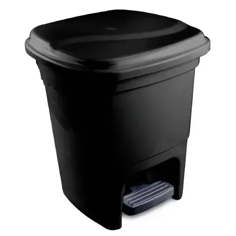 Lixeira Com Pedal 15L Plasvale - Preto