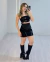 CONJUNTO ALGODÃO CROPPED DUAS FIVELAS E SHORT SAIA PESPONTADO - PRETO - comprar online