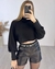 SHORT CURTO COURO ECOLÓGICO ELÁSTICO - PRETO