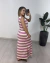 VESTIDO VISCOLYCRA SEM MANGA FENDA LATERAL LISTRAS - ROSA - comprar online