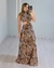 VESTIDO LONGO SUPLEX GOLA ALTA VAZADO NA LATERAL ESTAMPADO - ONÇA - comprar online