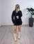 CONJUNTO LINHO CAMISA MAX E SAIA FENDA FRONTAL- PRETO