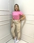 T-SHIRT ALGODÃO MANGUINHA GOLA REDONDA - ROSA BEBE