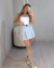 SHORT SAIA CREPE ALFAIATARIA PLISSADO ACOMPANHA CINTO - AZUL