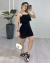VESTIDO CURTO CREPE DUNA ALÇA BABADO - PRETO