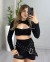CONJUNTO POLIAMIDA POWER CROPPED E SHORT SAIA DETALHE FRONTAL - PRETO na internet