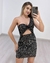 VESTIDO CURTO PAETE NULA MANGA VAZADO - PRATA