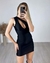 VESTIDO CURTO POLIAMIDA ACETINADO DECOTE GOTA - PRETO