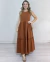 VESTIDO MIDI ALGODÃO ALÇA LARGA GOLA REDONDA - MARROM na internet