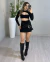 CONJUNTO POLIAMIDA POWER CROPPED E SHORT SAIA DETALHE FRONTAL - PRETO - loja online