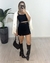 SHORT SAIA ALFAIATARIA FENDA COM CINTO REMOVÍVEL - PRETO - comprar online