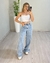 CALÇA JEANS WIDE LEG LAVAGEM CLARA MARMORIZADA CÓS ALTO