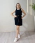 VESTIDO CURTO MOLETINHO DETALHE EM BRANCO BOLSOS NAS LATERAIS - PRETO